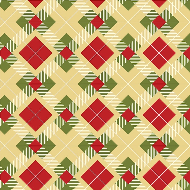 Diseño plano de patrón de cuadros navideños