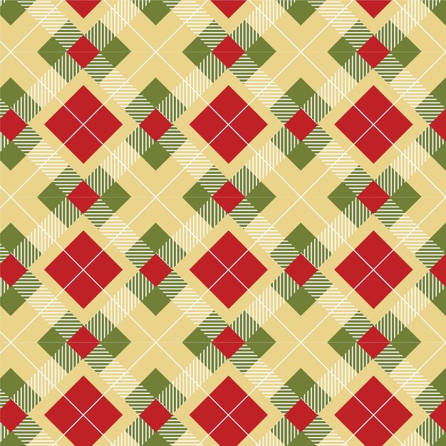 Diseño plano de patrón de cuadros navideños