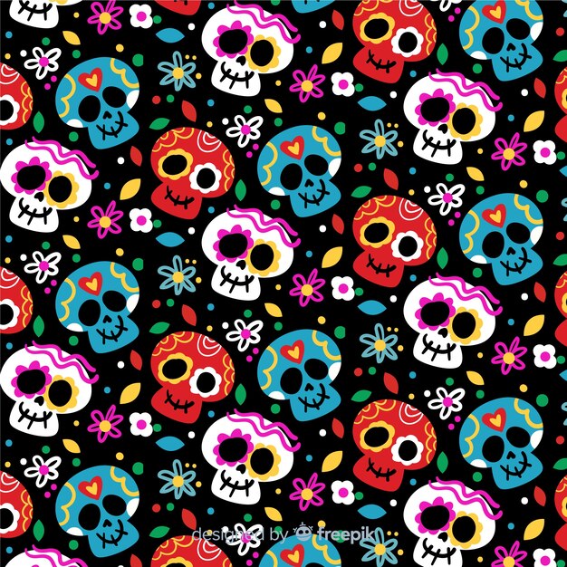 Diseño plano patrón día de muertos