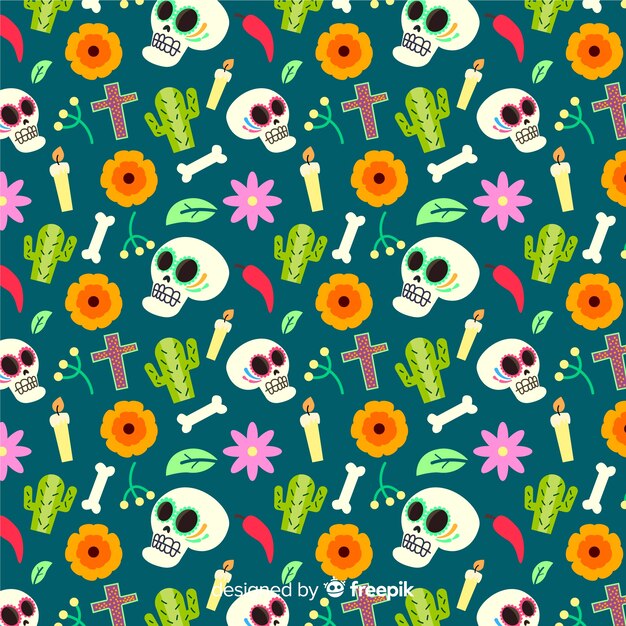 Diseño plano patrón día de muertos
