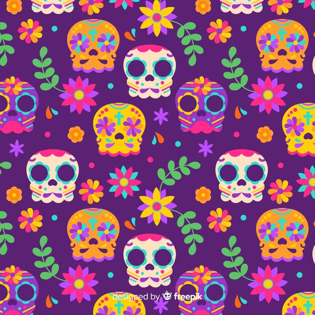 Diseño plano patrón día de muertos