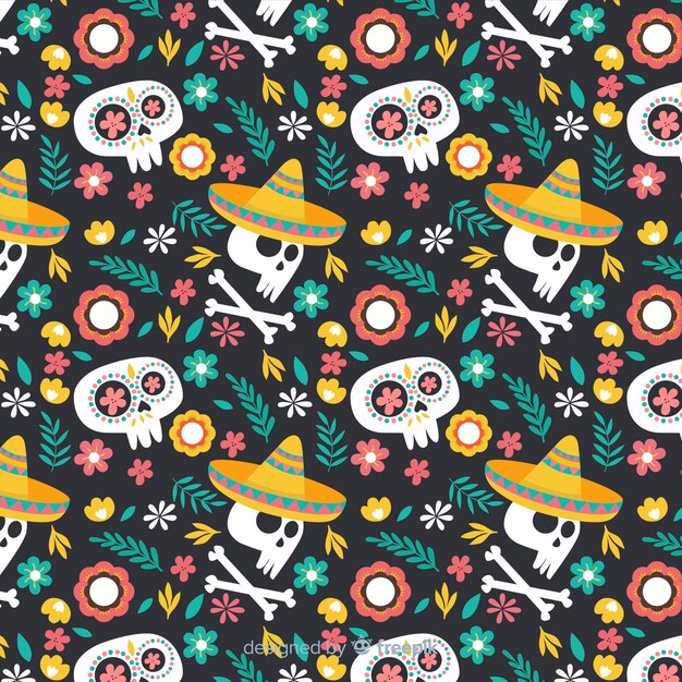 Diseño plano patrón día de muertos