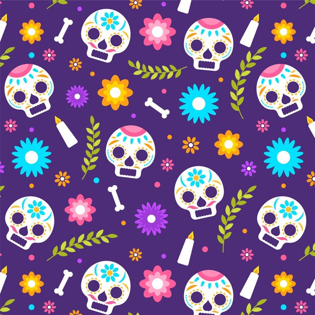 Diseño plano del patrón de dia de muertos