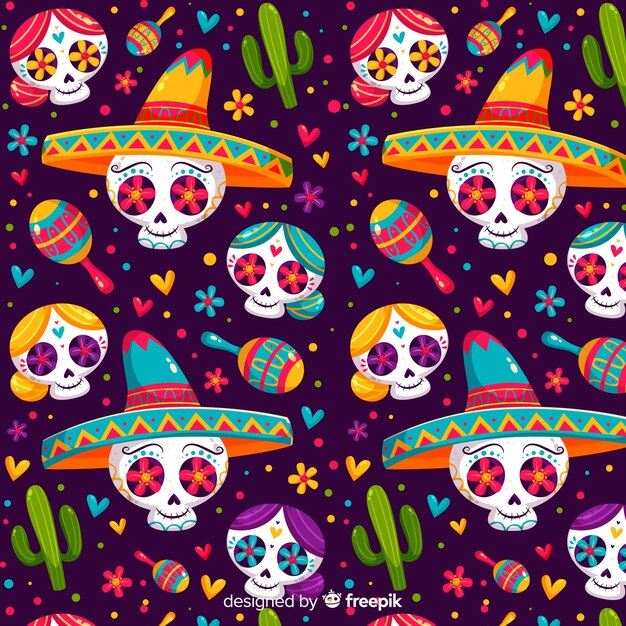 Diseño plano patrón día de muertos