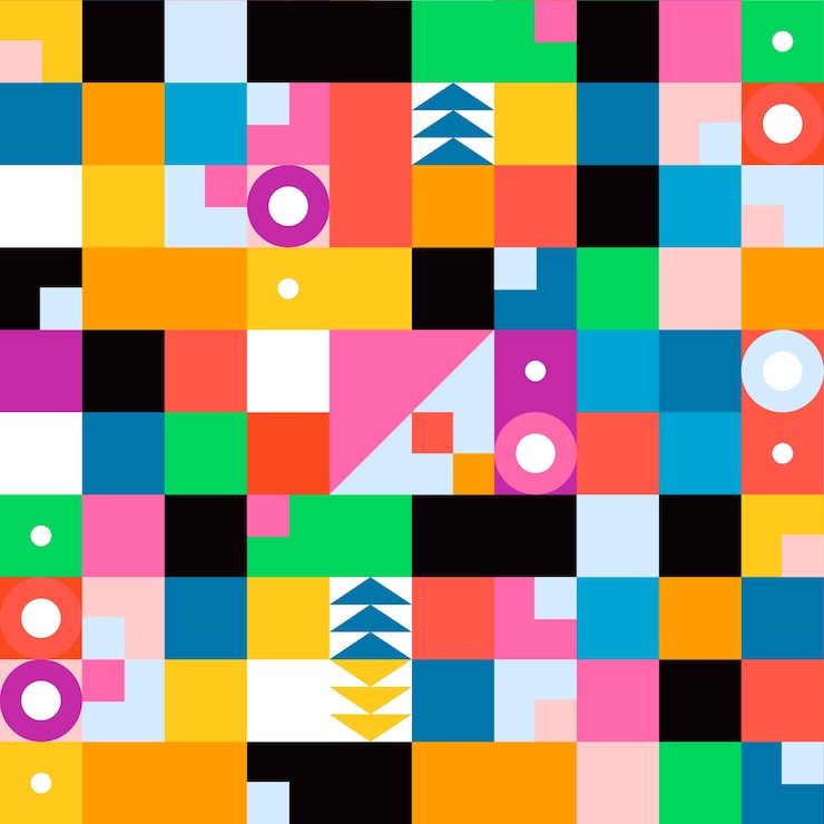 Vector gratuito diseño plano patrón geométrico colorido