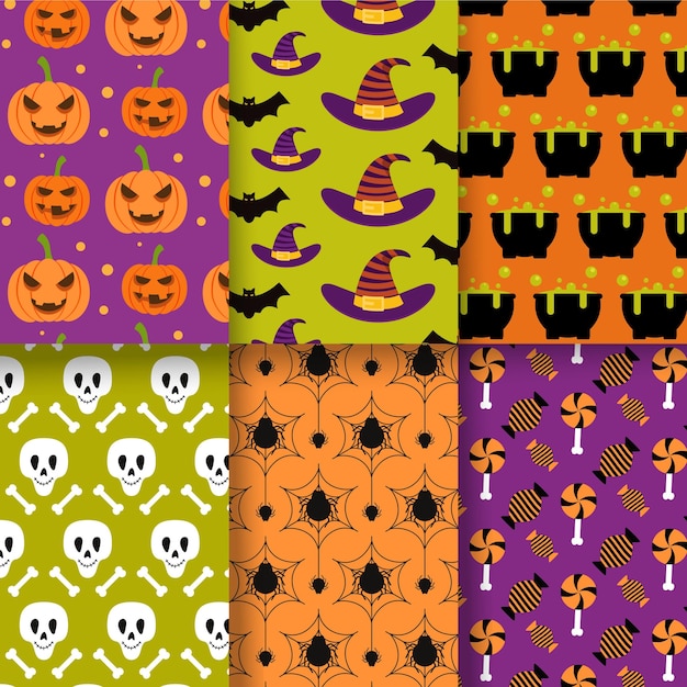 Vector gratuito diseño plano patrón de halloween