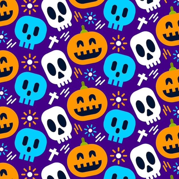 Vector gratuito diseño plano de patrón de halloween