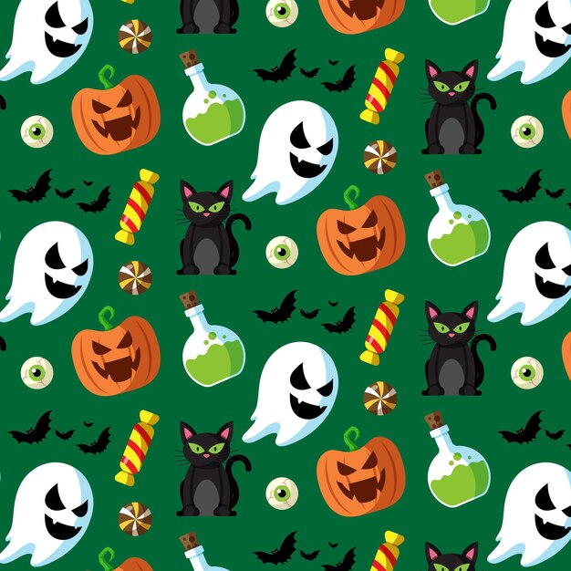 Diseño plano de patrón de halloween