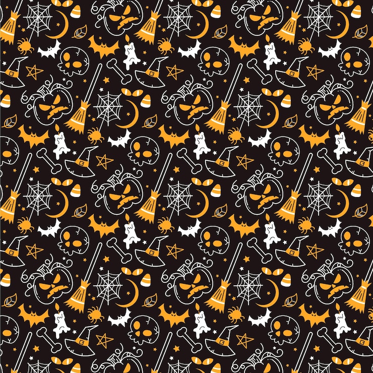 Vector gratuito diseño plano de patrón de halloween