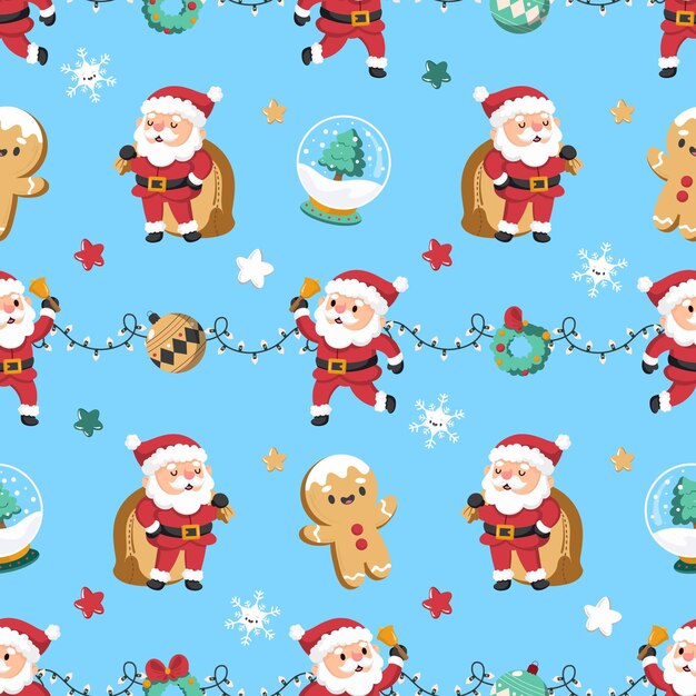 Diseño plano de patrón navideño