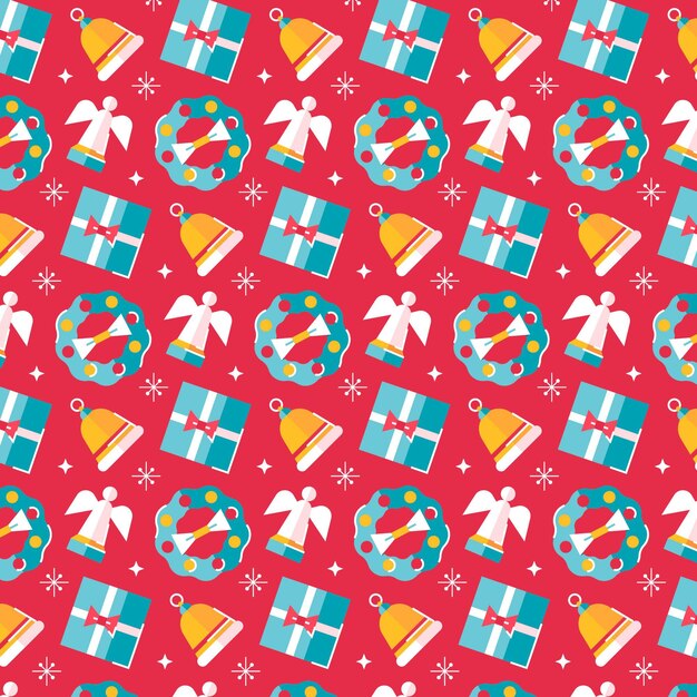 Diseño plano de patrón navideño