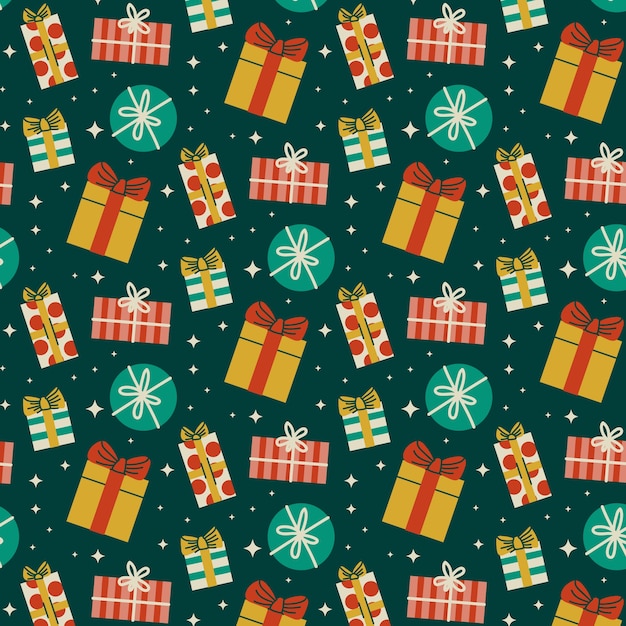 Diseño plano de patrón navideño