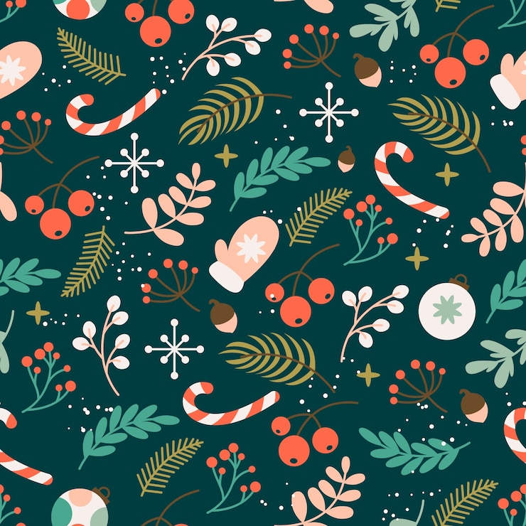 Vector gratuito diseño plano de patrón navideño