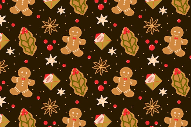 Diseño plano de patrón navideño
