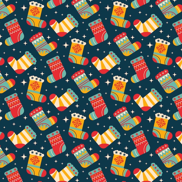 Vector gratuito diseño plano de patrón navideño