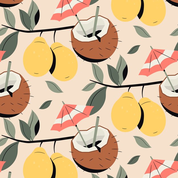 Diseño plano de patrón pastel de temporada de verano