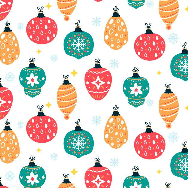 Diseño plano de patrón de temporada de navidad