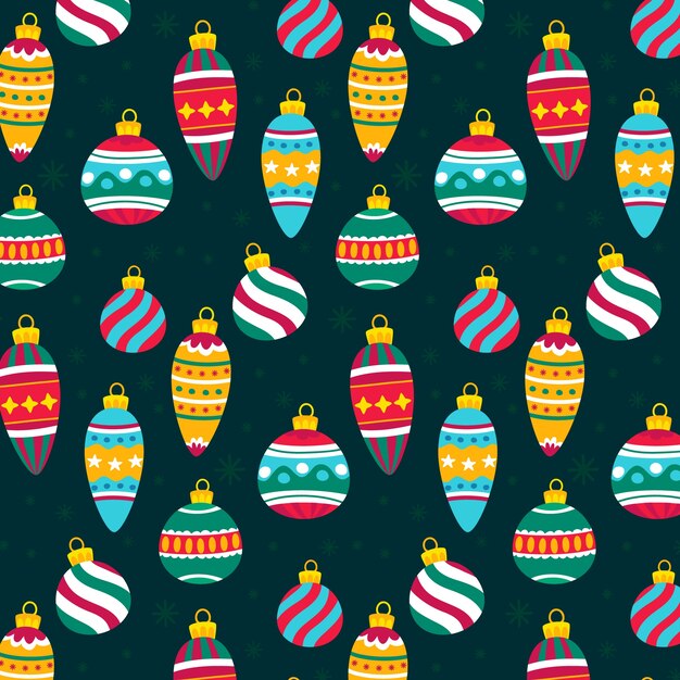 Diseño plano de patrón de temporada de navidad