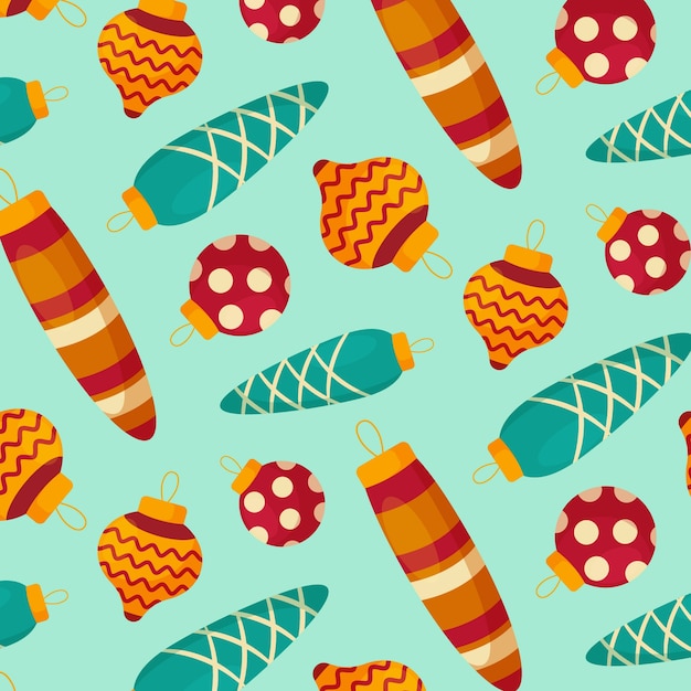 Diseño plano de patrón de temporada de navidad