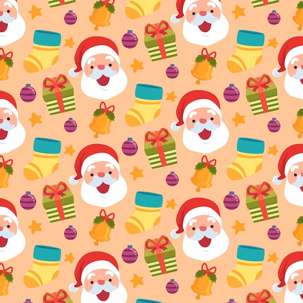 Diseño plano de patrón de temporada de navidad
