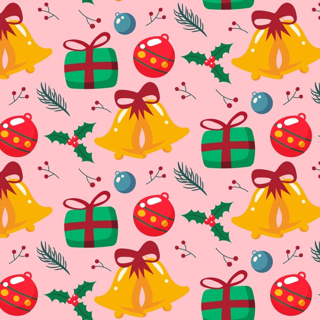 Diseño plano de patrón de temporada de navidad