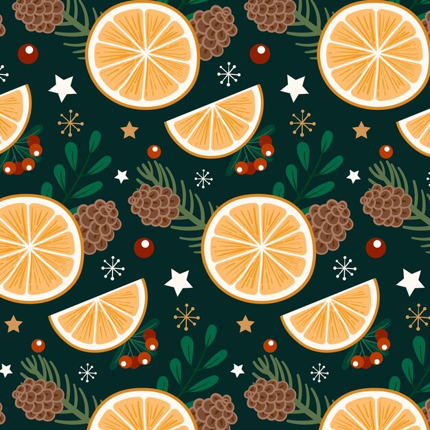 Diseño plano de patrón de temporada de navidad