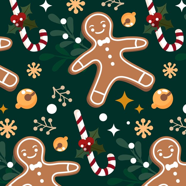 Diseño plano de patrón de temporada de navidad
