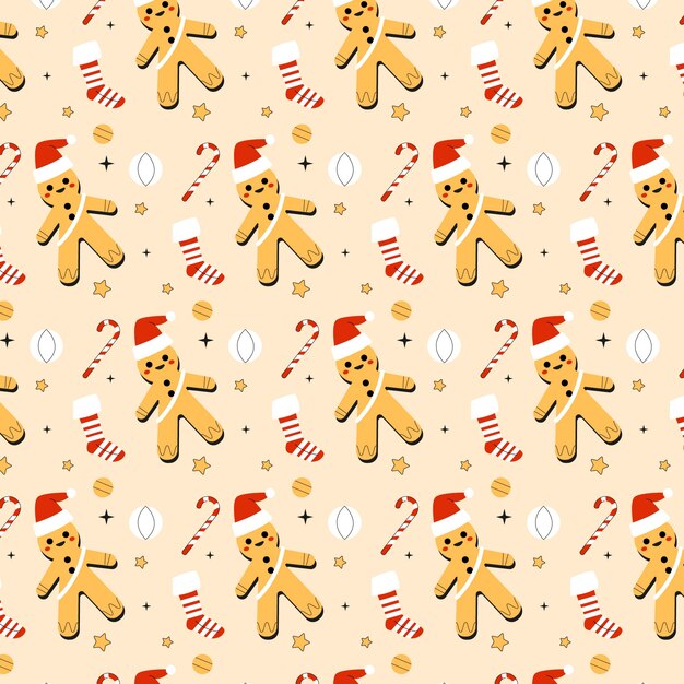 Diseño plano de patrón de temporada de navidad