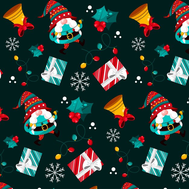 Diseño plano de patrón de temporada de navidad