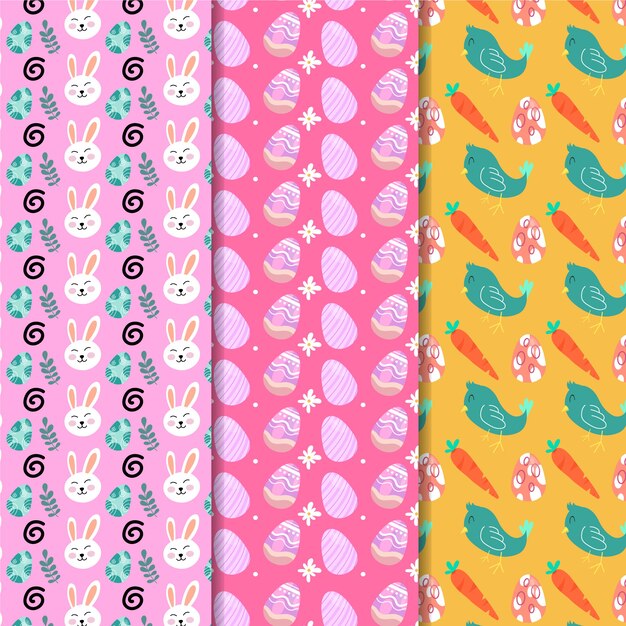Diseño plano de patrones sin fisuras de pascua con huevos