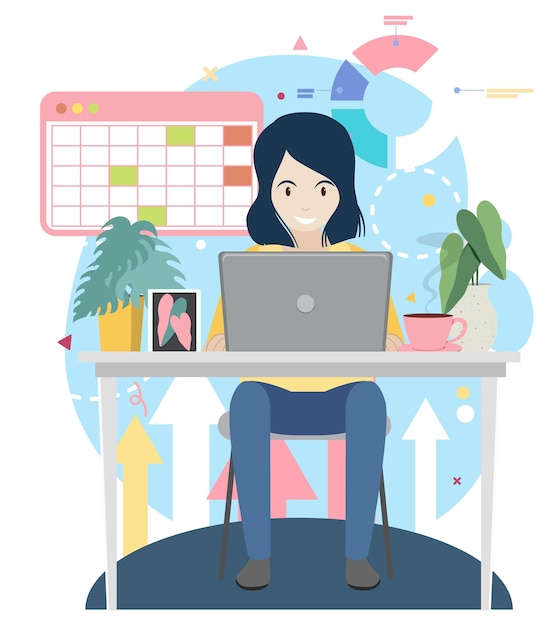 Diseño plano de personajes de trabajo para banner web