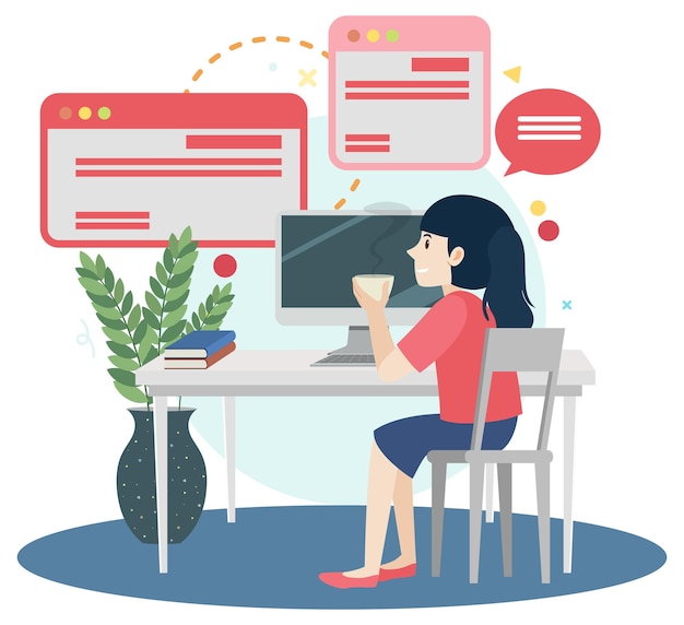 Diseño plano de personajes de trabajo para banner web