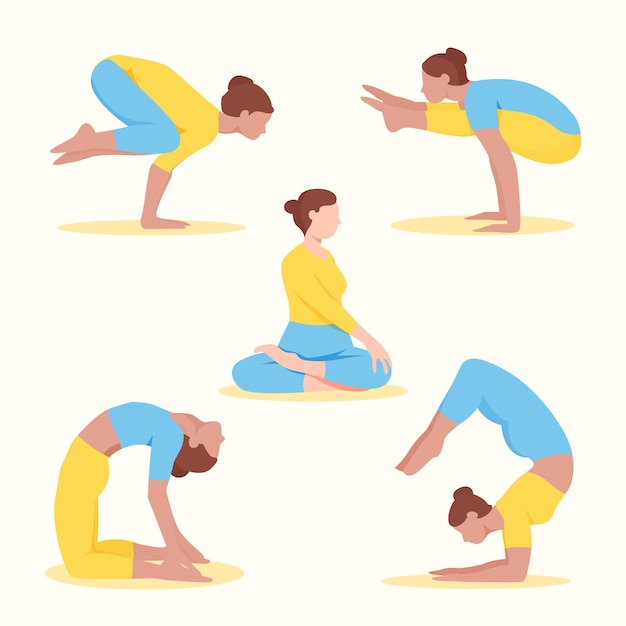 Vector gratuito diseño plano personas haciendo yoga