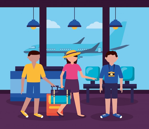 Vector gratuito diseño plano de personas y viajes