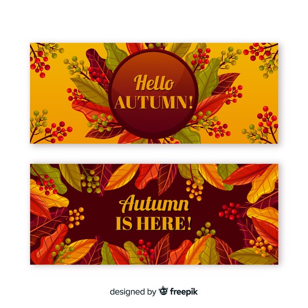Diseño plano de plantilla de banner de otoño