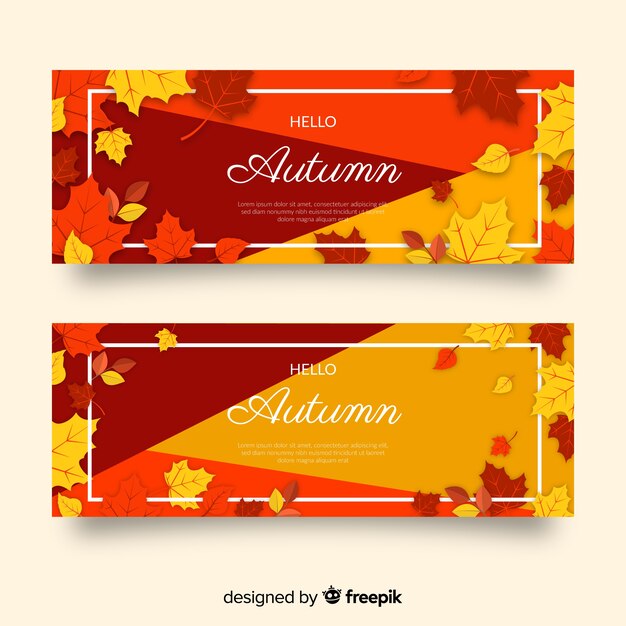 Diseño plano de la plantilla de banners de otoño