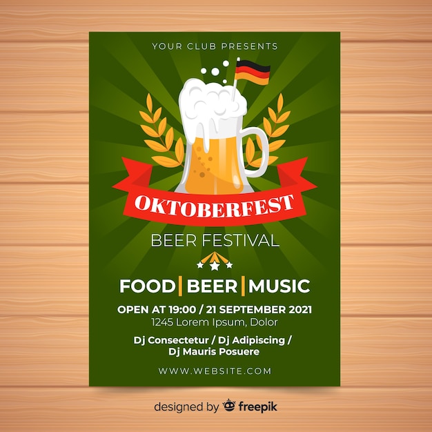 Diseño plano de plantilla de cartel de oktoberfest