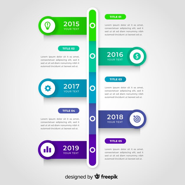 Diseño plano de plantilla de línea de tiempo de infografía