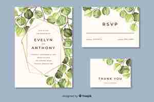 Vector gratuito diseño plano de plantilla de papelería de boda