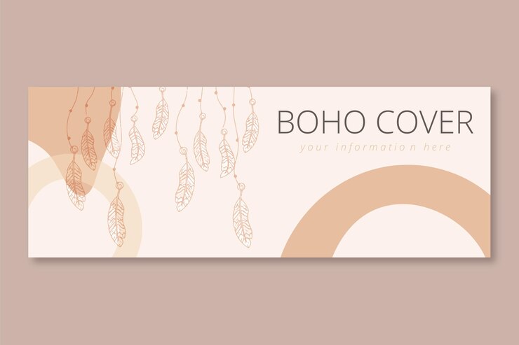 Vector gratuito diseño plano de portada de facebook boho