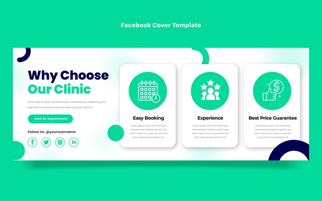 Diseño plano de portada médica de facebook.