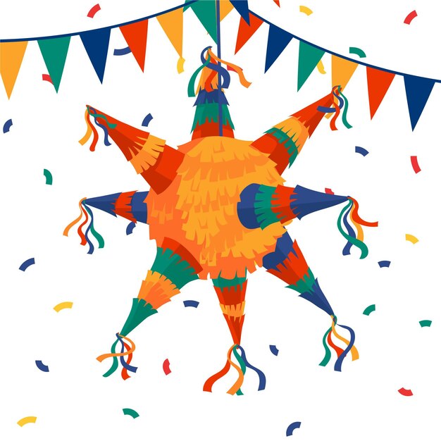 Diseño plano posada piñata