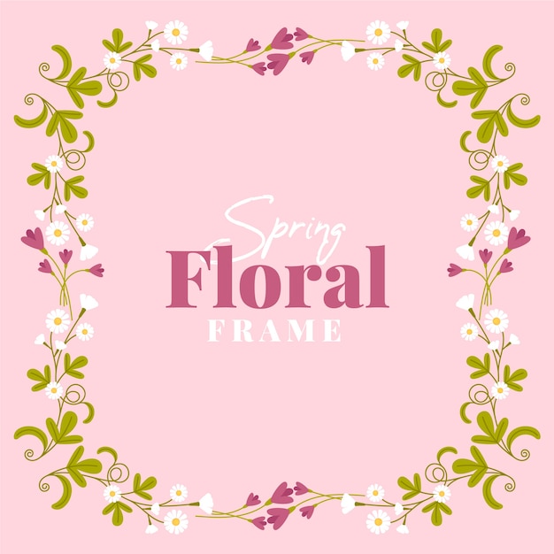 Vector gratuito diseño plano primavera floral victoriana marco