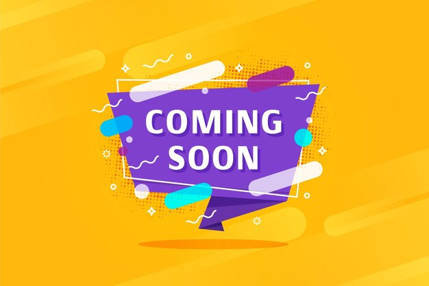 Diseño plano próximamente fondo promocional