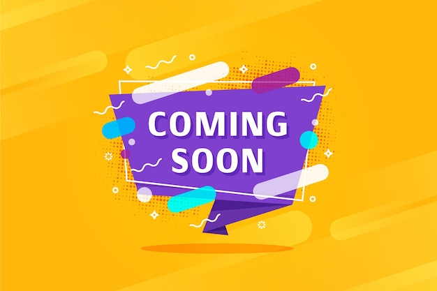 Diseño plano próximamente fondo promocional