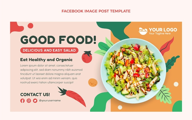 Diseño plano de publicación de facebook de comida.