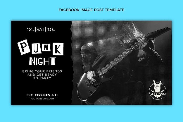 Diseño plano de la publicación de facebook del festival de música.