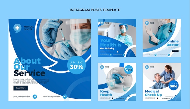 Vector gratuito diseño plano de publicación médica de instagram.