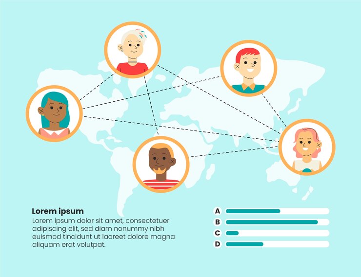 Vector gratuito diseño plano que conecta personas infográficas.