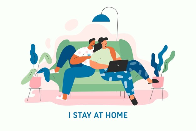 Diseño plano quedarse en casa concepto